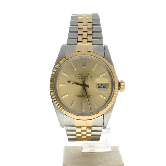 Rolex Date Just 36 Stainless-steel 16013 Champagne Dial Men's 36-mm Automatic self-wind Sapphire crystal. Swiss Made Wristwatch