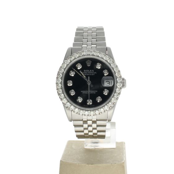 Rolex Date Just 31 Stainless-steel 68274 Black Dial Womens 31-mm Automatic self-wind Sapphire crystal. Swiss Made Wristwatch
