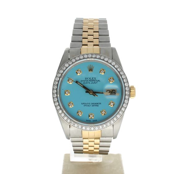 Rolex Date Just 36 Stainless-steel 16013 Blue Dial Men's 36-mm Automatic Wristwatch