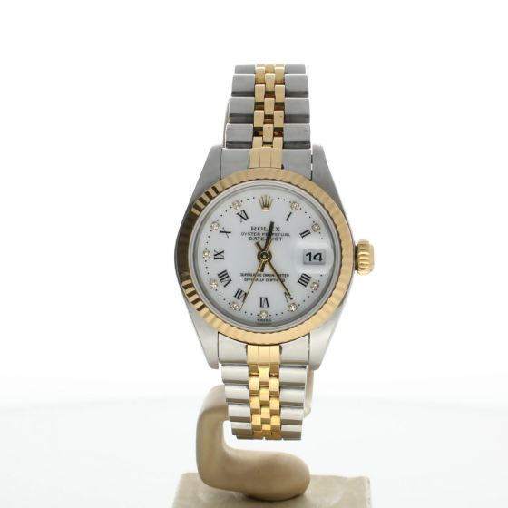 Rolex DateJust 26 Stainless-steel 69173 Factory White Dial Women's 26-mm Automatic-self-wind Sapphire crystal. Swiss Made Wrist Watch