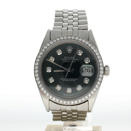 Rolex DateJust 36 Stainless-steel 1601 Green Dial Mens 36-mm Automatic-self-wind Sapphire crystal. Swiss Made Wrist Watch