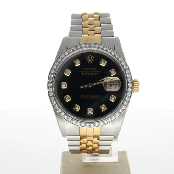 Rolex DateJust 36 Stainless-steel 16013 Black Dial Mens 36-mm Automatic-self-wind Sapphire crystal. Swiss Made Wrist Watch