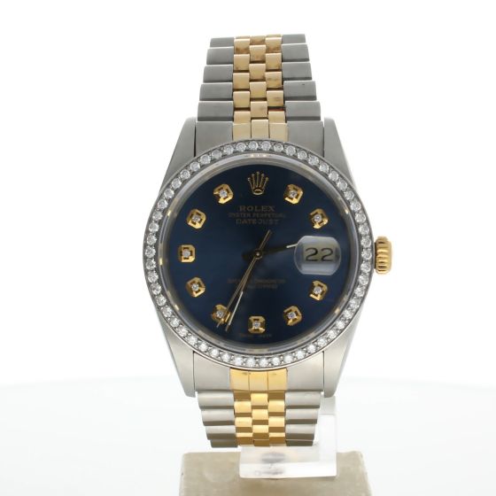 Rolex DateJust 36 Stainless-steel 16013 Blue Dial Mens 36-mm Automatic-self-wind Sapphire crystal. Swiss Made Wrist Watch