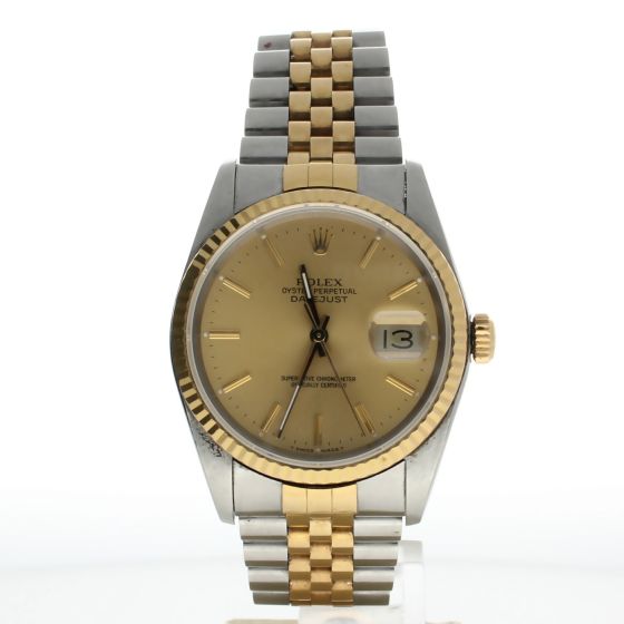 Rolex DateJust 36 18K two tone 16233 Gold Dial Mens 36-mm Automatic Sapphire crystal Watch