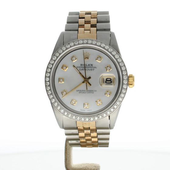Rolex DateJust 36 Stainless-steel Mother-of-Pearl Dial Mens 36-mm Automatic self-wind Sapphire crystal. Swiss Made Wrist Watch - 1601