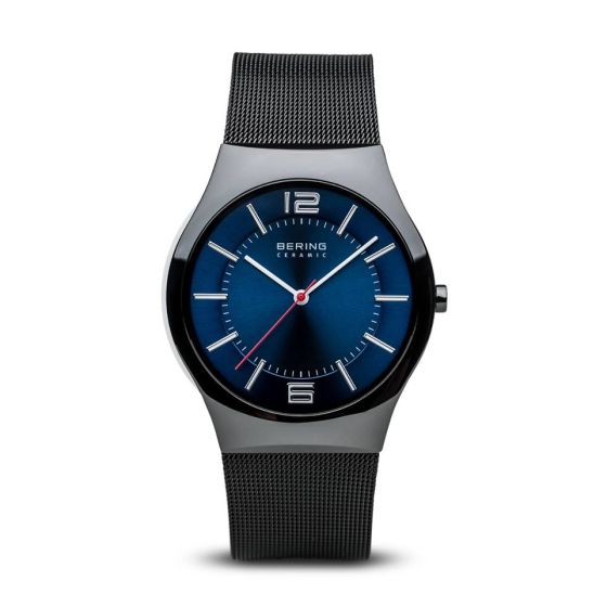 BERING Time Classic Collection Ceramic 32039-447 Blue Dial Mens 39-mm Quartz Sap