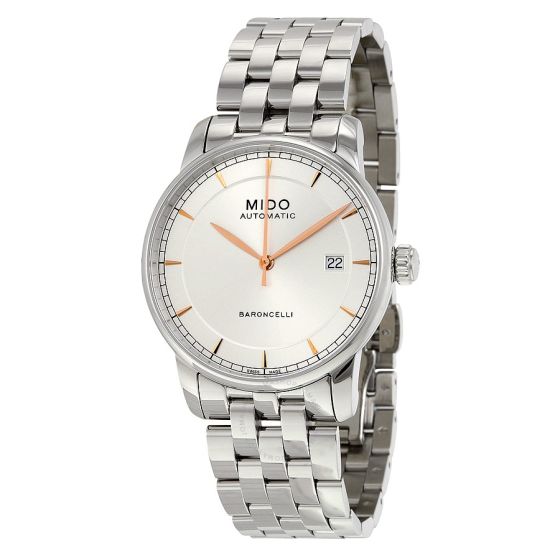Mido M86004101 Watch Baroncelli II Mens M8600.4.10.1 Silver Dial Stainless Steel Case Automatic Movement