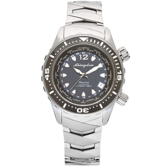 Abingdon Womens Marina Belize Black Automatic Diver's Multifunctional Titanium Watch Set MA-BBLA