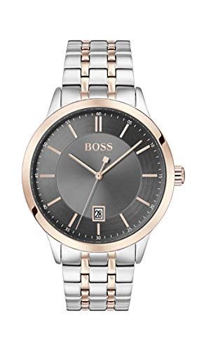 BOSS Officer, Quartz Two Tone Case and Bracelet Casual Watch, Rose Gold and Silver, Men, 1513688