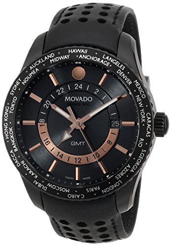 Movado Men's 2600118 Series 800 Black PVD Case with Black Leather Band
