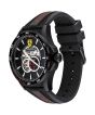 Ferrari Men's Pilota Quartz Black IP and Silicone Strap Casual Watch, Color: Black (Model: 830600)