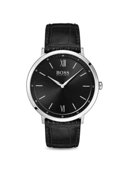 Hugo Boss Essential Stainless-steel 1513647 Black Dial Mens 40-mm Quartz Mineral crystal.  Wrist Watch
