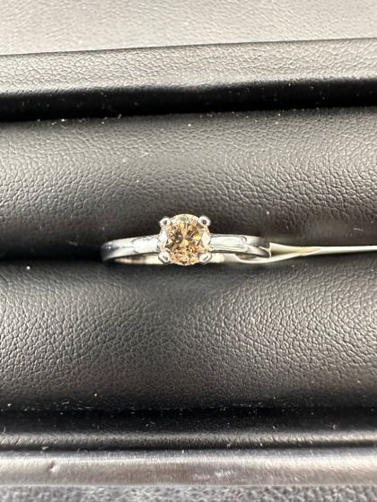 Brown Dimond Ring in 14k White Gold