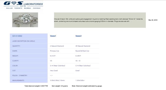 6.50mm CZ & 0.60ct Round & Princess Diamond 18k WG Rings -187824