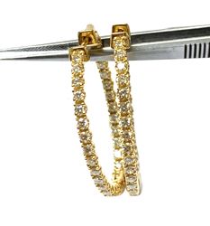 3.22 cts. Round Diamond Earring in 14K Yellow Gold