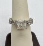 2.40cts Princess and 0.15cts Round Diamond side stone Ring in 14K white Gold