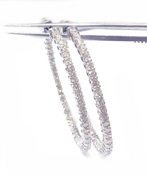 Earrings-Hoops, Diamond 14k WG (6.49 cts)