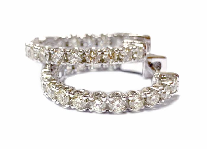 1.67 cts. Round Diamond Hoops in 14k WG/RG/YG