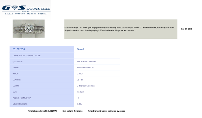 One CZ Round stone & 0.82cts Round Diamond 18k WG Rings