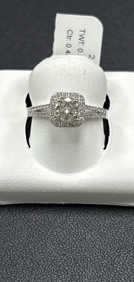 Rings-Halo, Diamond 18k White Gold GIA-205391