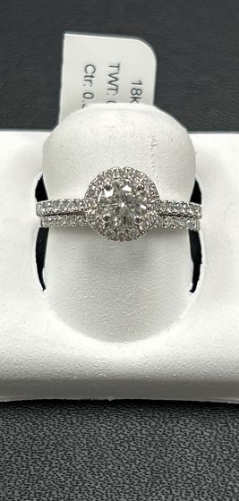 Rings-Halo, Diamond 18k White Gold GIA-205390