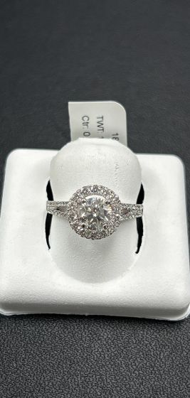 Rings-Halo, Diamond 18k White Gold GIA-205388