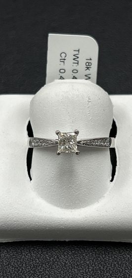 Rings Side stones Diamond 18k White Gold GIA-205382