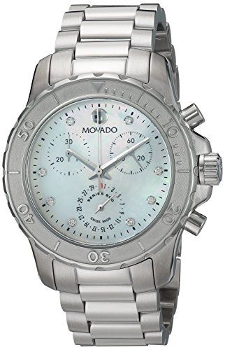 Movado Women's Stainless Steel Swiss-Quartz Watch with Stainless-Steel Strap, Silver, 15 (Model: 2600128)
