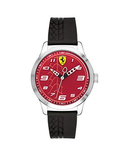 Ferrari Pitlane, Quartz Stainless Steel and Silicone Strap Casual Watch, Black, Boy, 840021