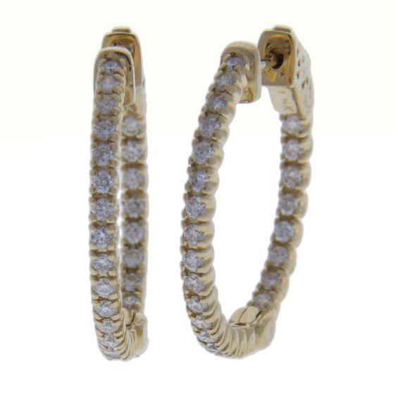 1.00 ct. t.w. Diamond Hoops in 14 Karat Yellow Gold 