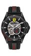 Ferrari Men's Pilota Quartz Black IP and Silicone Strap Casual Watch, Color: Black (Model: 830600)