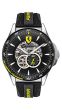 Ferrari Men's Pilota Quartz Black IP and Silicone Strap Casual Watch, Color: Black (Model: 830601)