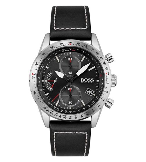 Hugo Boss Pilot Edition Chr Stainless-steel 1513853 Black Dial Mens 44-mm Quartz Mineral crystal.  Wrist Watch