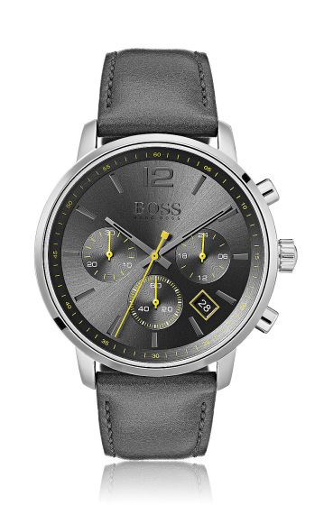 Hugo Boss Attitude Stainless-steel 1513658 Grey Dial Mens 42-mm Quartz Mineral crystal. Wrist Watch