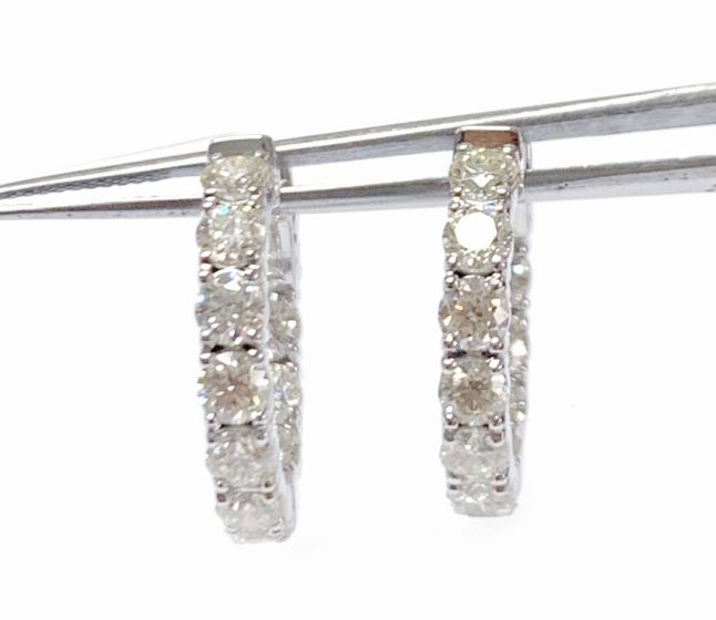 Earrings-Hoops, Diamond  14k WG (5.38 cts)