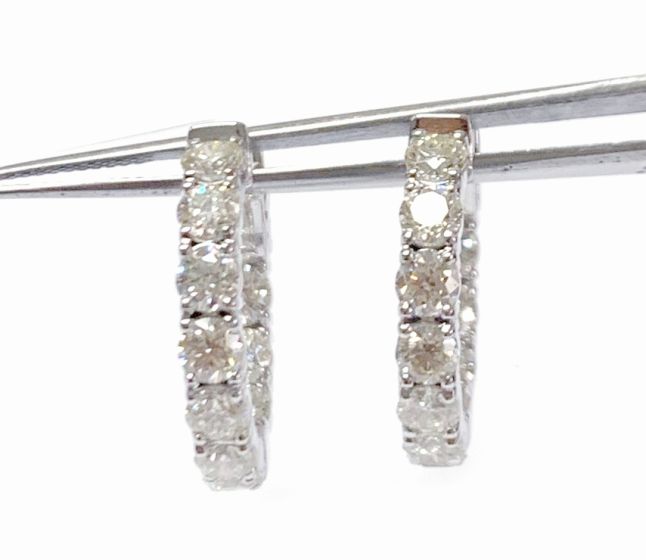 Earrings-Hoops, Diamond 14k WG (4.00 cts)