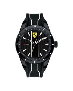 Ferrari Red Rev Stainless-steel 830495 Black Dial Mens 44-mm Quartz Mineral crystal.  Wrist Watch