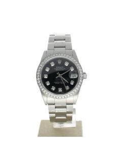 Rolex Date just 31 Stainless-steel 78240 Black Dial Women's 31-mm Automatic-self-wind Sapphire crystal. Swiss Made Wristwatch