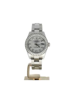 Rolex Date just 26 Stainless-steel 179160 Silver Dial Women's 26-mm Automatic-self-wind Sapphire crystal. Swiss Made Wristwatch
