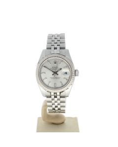 Rolex Date just 26 Stainless-steel 179174 Silver Dial Women's 26-mm Automatic-self-wind Sapphire crystal. Swiss Made Wristwatch