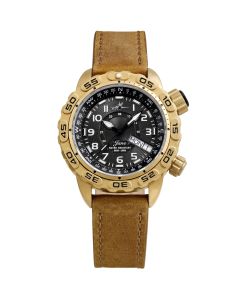 Abingdon Women Jane Outlaw Tactical Diver's Bezel and Compass Watch with Brown Leather Strap