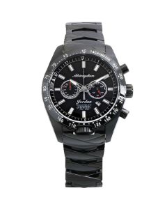 Abingdon Women Jordan Boulevard Black Tachy Racing Watch with Black Steel Band