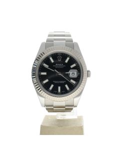 Rolex Date Just II Stainless-steel 116334 Black Dial Men's 41-mm Automatic self-wind Sapphire crystal. Swiss Made Wristwatch