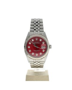 Rolex DateJust 36 Stainless-steel 1601 Red Dial Men's 36-mm Automatic self-wind Sapphire crystal. Swiss Made Wristwatch