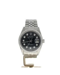 Rolex DateJust 36 Stainless-steel 1601 Black Dial Men's 36-mm Automatic self-wind Sapphire crystal. Swiss Made Wristwatch