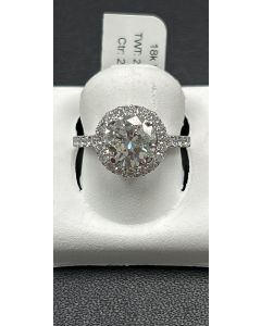 Rings-Halo, Diamond 18k White Gold GIA-205385