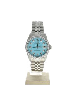 Rolex DateJust 31 Stainless-steel 6824 Blue Dial Womens 31-mm Automatic self-wind Sapphire crystal. Swiss Made Wristwatch