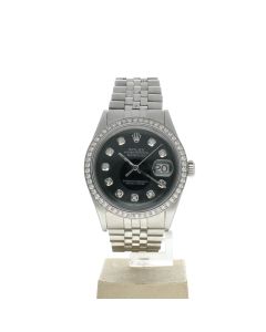 Rolex DateJust36 Stainless-steel Black Dial Men's 36-mm Automatic self-wind Sapphire crystal. Swiss Made Wristwatch-1601
