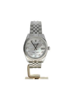 Rolex Date Just 31 Stainless-steel 178274 Mother-of-Pearl Dial Womens 31-mm Automatic self-wind Sapphire crystal. Swiss Made Wristwatch