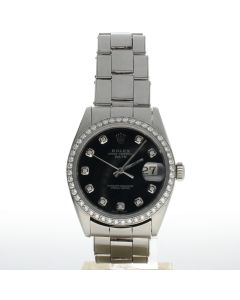 Rolex Date 34 Stainless-steel 1500 Black Dial Womens 34-mm Automatic-self-wind Sapphire crystal. Swiss Made Wrist Watch